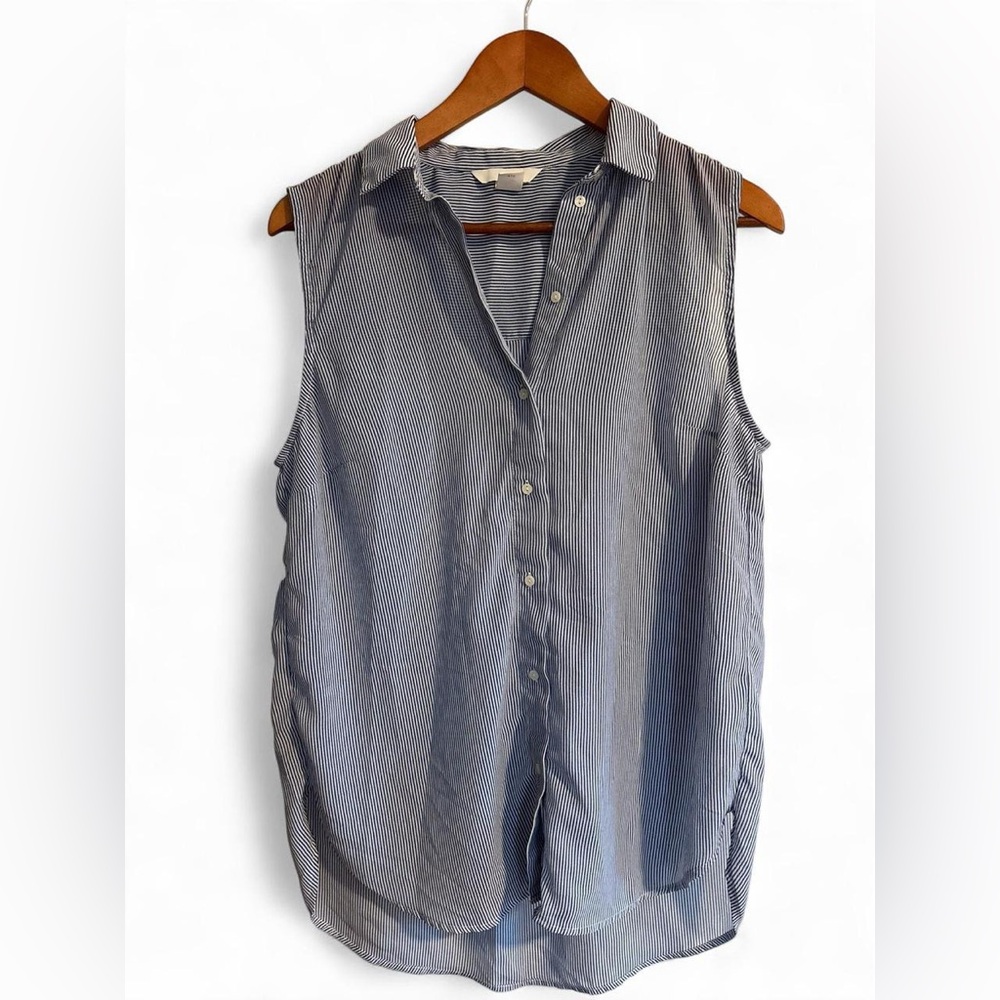 Striped Sleeveless Button-Up Pinstripe Shirt